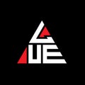 LUE triangle letter logo design with triangle shape. LUE triangle logo design monogram. LUE triangle vector logo template with red