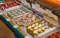 Luebeck, Germany. Counter in shop of sweets - famous  Lubeck marzipans. Royalty Free Stock Photo