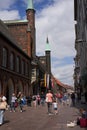 Luebeck, Germany - July 20, 2021 - The dark bricks of the Town Hall make a striking contrast to the traditional red-brick