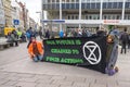 LUEBECK, GERMANY - NOVEMBER 29, 2019: Protest banner from the activist group Extinction Rebellion prepared for the Fridays for