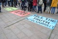 LUEBECK, GERMANY - NOVEMBER 29, 2019: Protest banner prepared for the Fridays for Future demonstration at the global day of