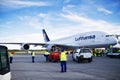 Lufthansa A380 at airport