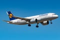 Lufthansa Airbus A320 airplane at Frankfurt Royalty Free Stock Photo