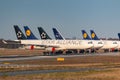 Lufthansa Airbus A340 airplane groudned at Frankfurt