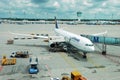 Lufthansa airbus airplane parked on Munich airport