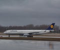 Lufthansa Airbus A330-300 arriving in Montreal Royalty Free Stock Photo