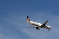 Lufthansa Airbus descending Royalty Free Stock Photo