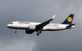 Lufthansa Airbus A320 landing Royalty Free Stock Photo