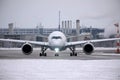 Lufthansa Airbus A350 landing in Munich Royalty Free Stock Photo