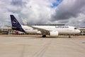 Lufthansa Airbus A320neo airplane Stuttgart airport in Germany Royalty Free Stock Photo