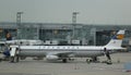 Lufthansa Airbus A321 in Retro livery on tarmac at Frankfurt Airport