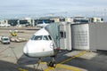 Lufthansa aircraft parking at the apron Royalty Free Stock Photo