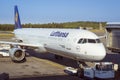 Lufthansa Aircraft at the ramp at Helsinki airport Royalty Free Stock Photo