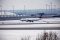 Lufthansa Airbus plane doing taxi, Munich Airport MUC Royalty Free Stock Photo