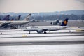 Lufthansa Airbus plane doing taxi, Munich Airport MUC Royalty Free Stock Photo