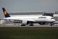 Lufthansa airplane taxiing