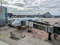 Lufthansa airplane in Frankfurt international airport