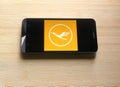 Lufthansa app on mobile phone Royalty Free Stock Photo