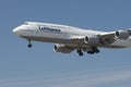 Lufthansa Boeing 747-830 Approaching Landing Royalty Free Stock Photo