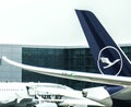 Lufthansa Boeing 747-8 wingtip Royalty Free Stock Photo