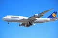 Lufthansa Boeing 747-400 On Final Approach Royalty Free Stock Photo