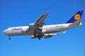 Lufthansa Boeing 747-400 About To Land Royalty Free Stock Photo