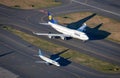 Lufthansa Boeing 747 taxiing Boston's Logan International Airport before a flight to Germany