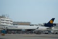 Lufthansa Cargo McDonnell Douglas MD-11 at the cargo terminal of Royalty Free Stock Photo