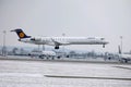 Lufthansa CityLine Bombardier CRJ-900 D-ACKG landing on Munich Airport, MUC Royalty Free Stock Photo