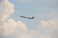 Lufthansa CRJ900 on cloudy sky Royalty Free Stock Photo