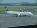 Lufthansa Embraer ERJ-195LR taxiing in Prague