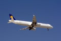 Lufthansa Plane descending Royalty Free Stock Photo