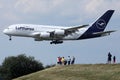 Lufthansa A380 plane landing on Munich Airport, plane spotters