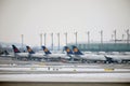 Lufthansa planes at terminal gates, Munich Airport