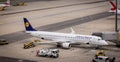 Lufthansa regional airplane at Vienna Airport VIE - VIENNA, AUSTRIA, EUROPE - AUGUST 1, 2021