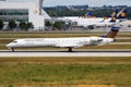 Lufthansa Regional (Cityline) Bombardier CRJ-900 D-ACNM passenger plane arrival and landing at Munich Airport Royalty Free Stock Photo