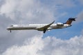 Lufthansa Regional Cityline Bombardier CRJ-900 D-ACNV passenger plane arrival and landing at Munich Airport Royalty Free Stock Photo