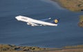 Lufthansa 747 taking off in Boston Royalty Free Stock Photo