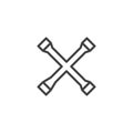 Lug wrench tool outline icon