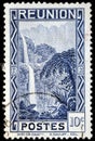 Salazie Waterfall Stamp Royalty Free Stock Photo