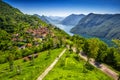 Lugano city, Lugano lake and Monte San Salvatore from Monte Bre, Ticino, Switzerland Royalty Free Stock Photo