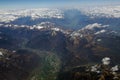 Lugano lake in Switzerland, Aereal view from airplane landscape