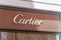 Sign of luxury store Cartier.