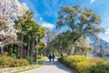 Tourists visiting Ciani Park on the long coast of Lake Lugano, canton of Ticino, Switzerland Royalty Free Stock Photo