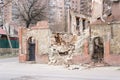 LUGANSK ,UKRAINE - MARCH 25, 2016: The destroyed building after a mortar attack