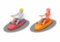 Luge Gravity Kart rides Cartoon illustration Vector