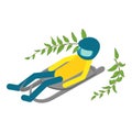 Luge icon isometric vector. Luge sled man race athlete during winter competition
