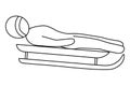 Luge. Side view. Sketch. The athlete goes down the track on a sled lying on his back. The athlete competes in the downhill. Vector