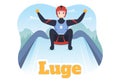 Luge Sled Race Athlete Winter Sport Illustration with Riding a Sledding, Ice and Bobsleigh in Flat Cartoon Hand Drawn Templates