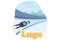 Luge Sled Race Athlete Winter Sport Illustration with Riding a Sledding, Ice and Bobsleigh in Flat Cartoon Hand Drawn Templates
